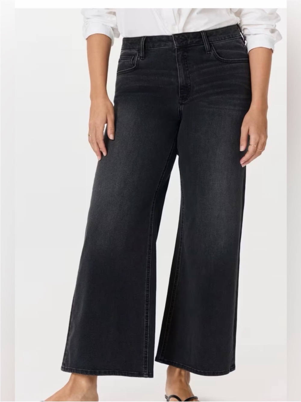 Quince Bella Stretch Wide Leg Jeans Faded Black 32